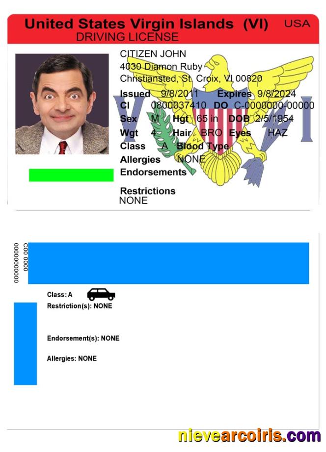 USA Virgin Islands driving license